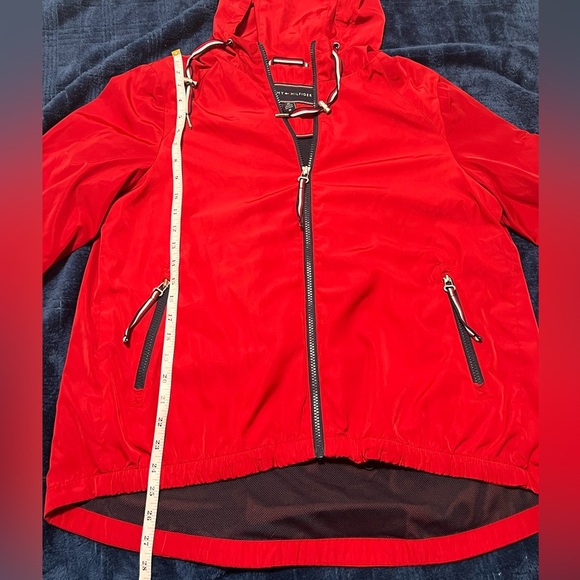 Tommy Hilfiger Jacket Womens M Long Sleeve Full Zip Hooded Windbreaker Red - Picture 9 of 12